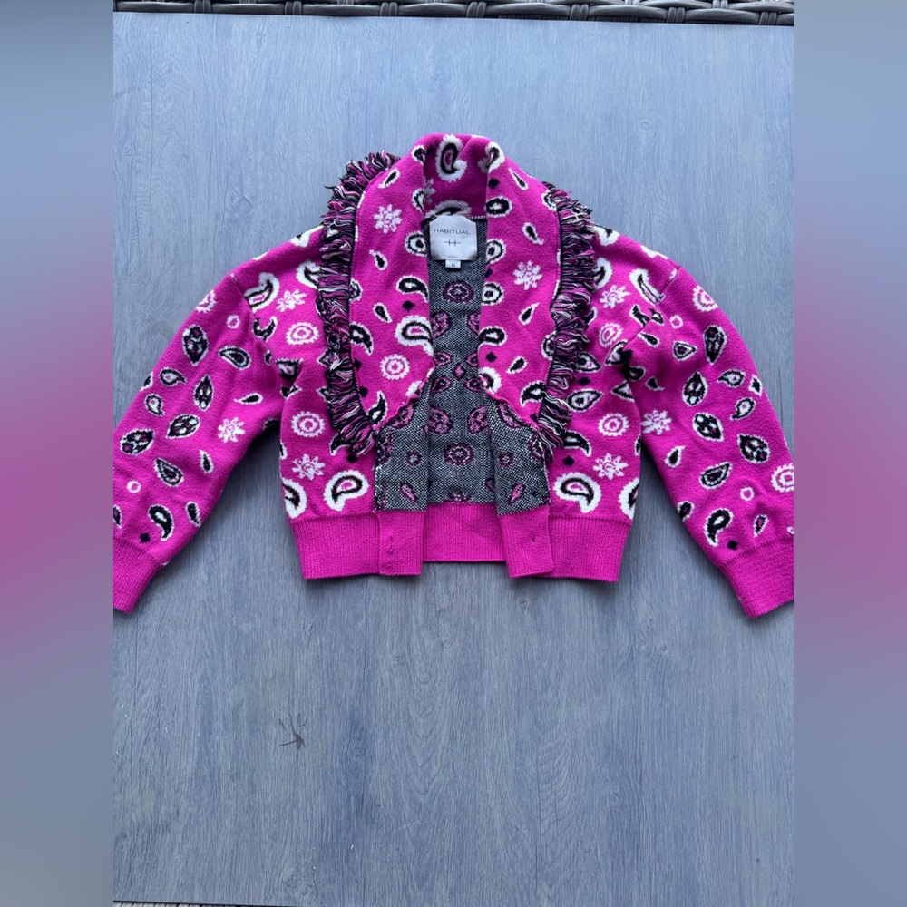 Habitual Pink and Black Paisley Cardigan for girls